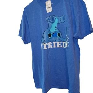 Disney Lilo & Stitch "I Tried" Blue Tshirt Size Medium NWT